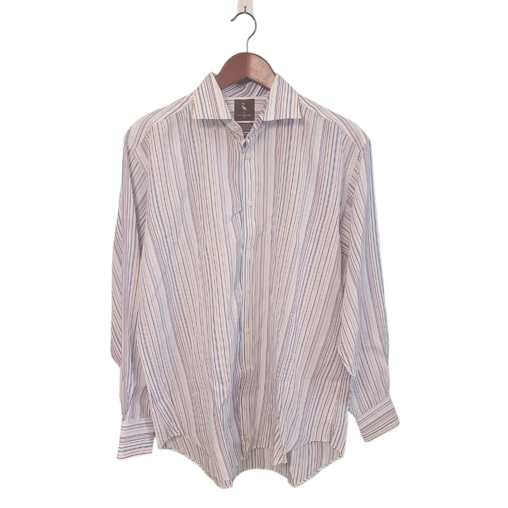 Tailorbyrd Mens Striped Multicolor Preppy‎ Coastal Button Front Size Large